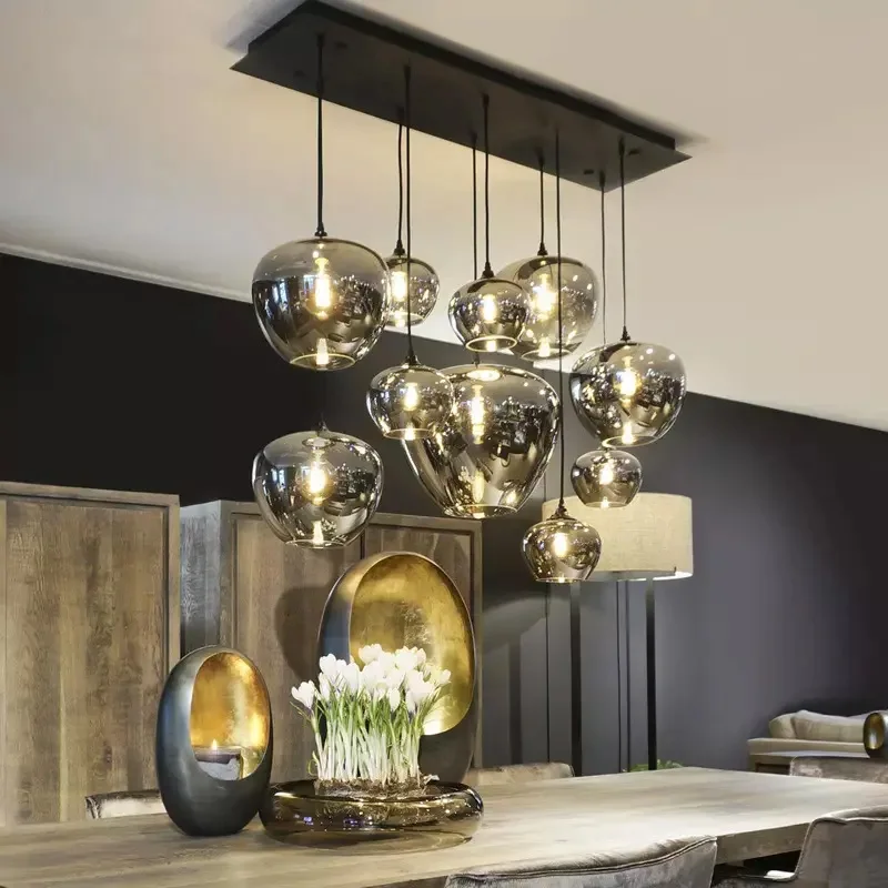 Modern kitchen island restaurant chandelier glass ball hanging lamp pendant lights for dining table