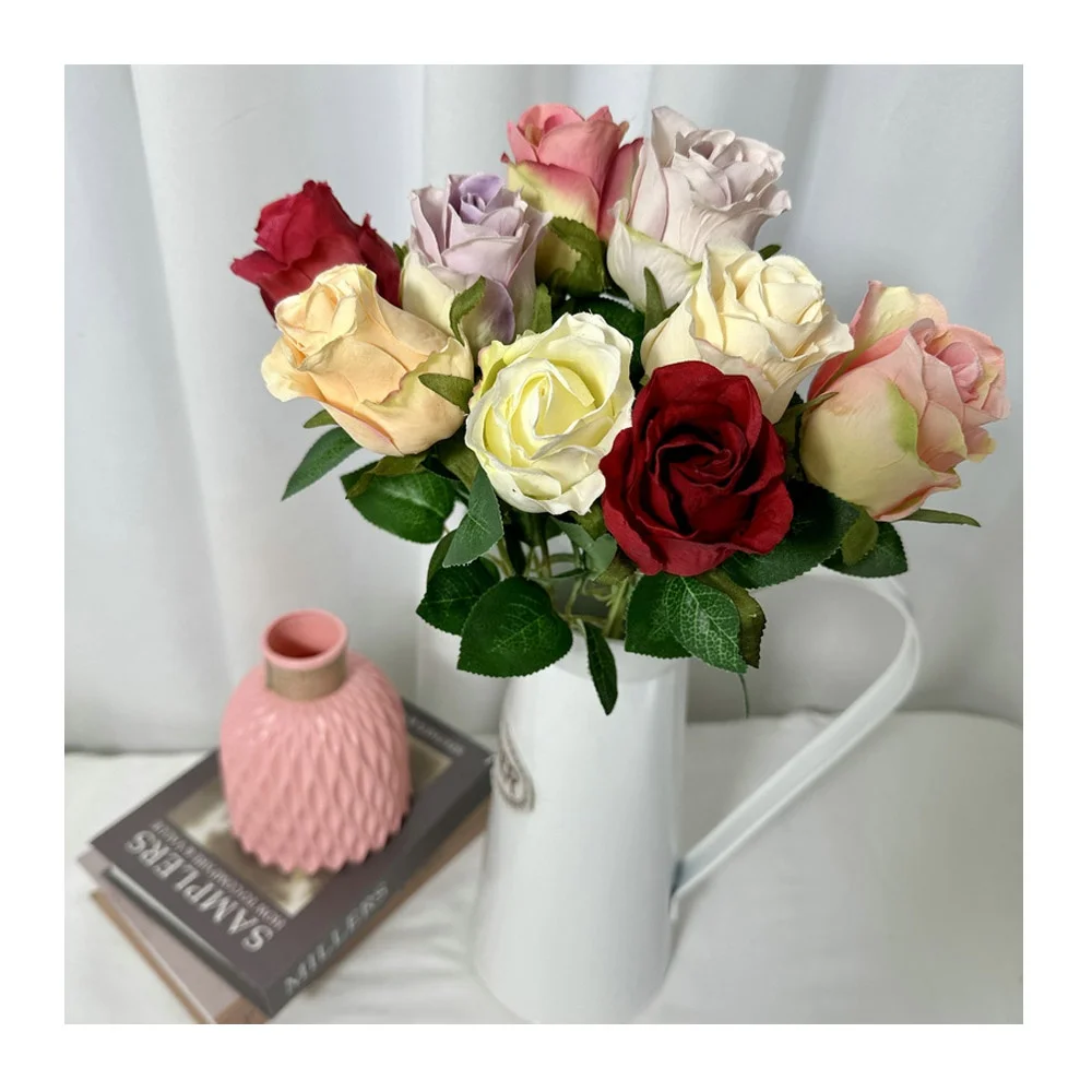 Wholesale High Quality Wedding Party Deco Supplies Table Decoration Red Artificial Silk Rose Flowers Arrangements for Wedding