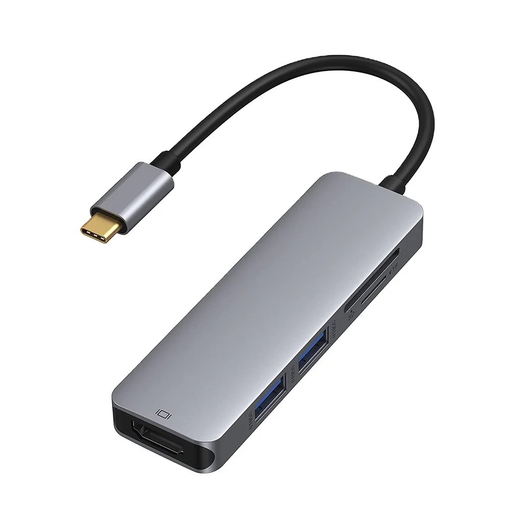 Оптовая продажа высококачественный USB-концентратор 5 в 1 с 4K HDMI SD TF кардридером и 2 портами USB 3 0 для MacBook