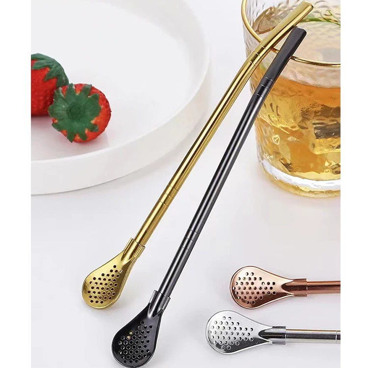Wholesale 18/8 Stainless Steel Long Yerba Mate Drinking Straw Spoon