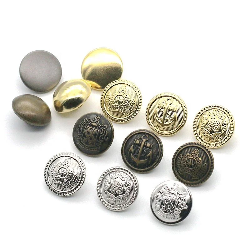 Wholesale customization Round retro  brass buttons metal antique brass anchor pattern press brass button custom