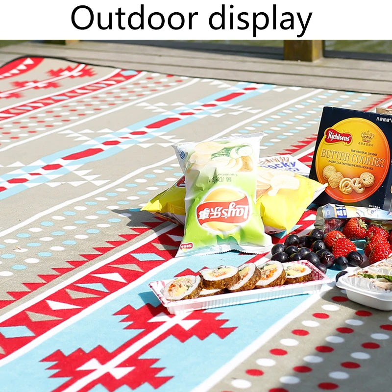 300cmX300cm Polar fleece printed waterproof picnic blanket outdoor play mat for family use