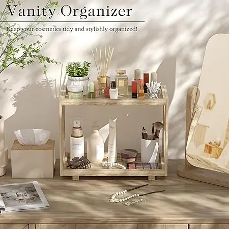 Bathroom countertop storage box storage rack, 2 layer storage, can store cosmetics, toiletries, skin care products, etc.