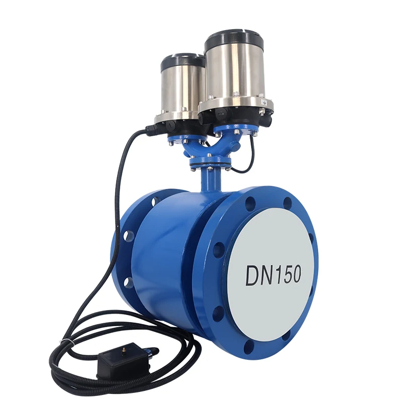 New Pulse Output DN150 Water Meter Sensor Smart Display Battery-powered Electromagnetic Flow Meter