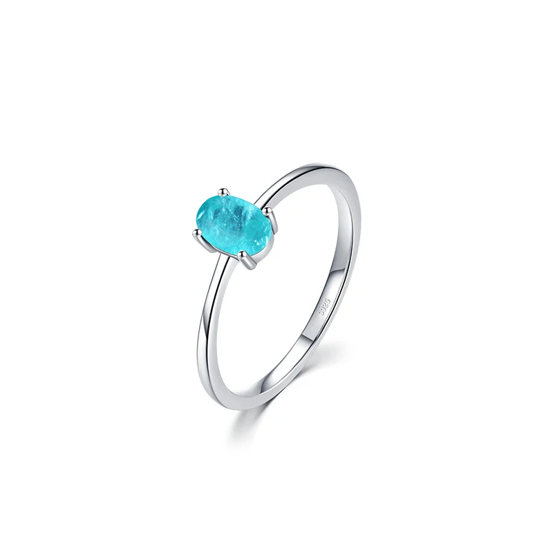 European and American style ING simple s925 sterling silver egg-shaped  opal tourmaline ring female