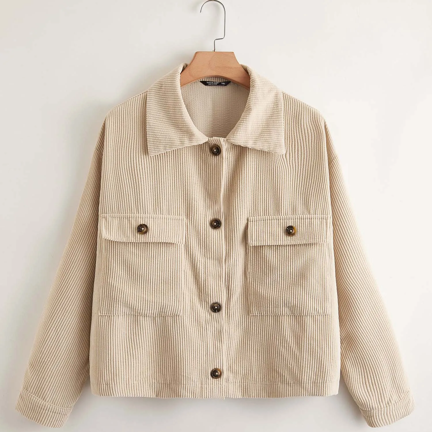  CUVWON Brand Custom Plus Size Corduroy Turn-down Collar Long Coats For Women