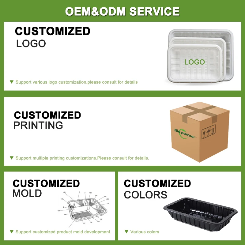 Supermarket Disposable Bio Corn Starch Fruit Fish Meat Packing Trays Frozen Meat Beef Fish Seafood Chicken Defrost Tray