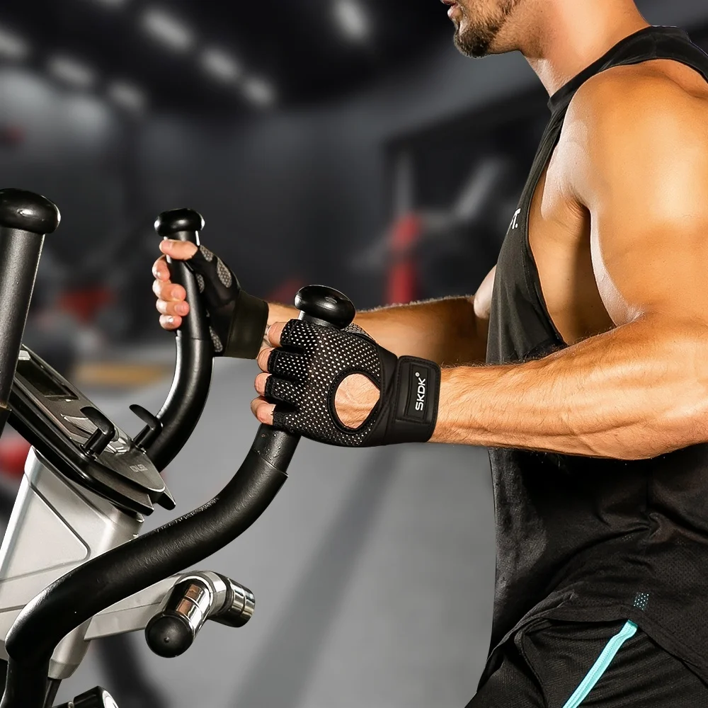 
Custom Fitness Exercise Training Glove with Wrist Support Weight Lifting Gym Half Finger Workout Gloves 