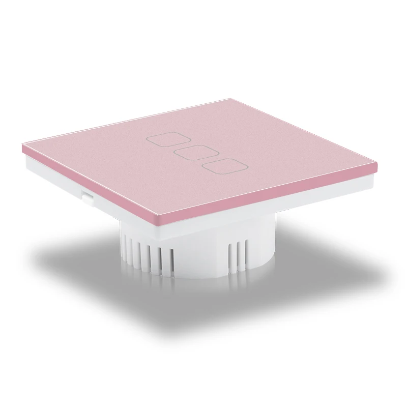 Factory New Fashion Pink EU/UK toughened glass panel smart home system smart life 1 gang touch wifi light wall switches tuya
