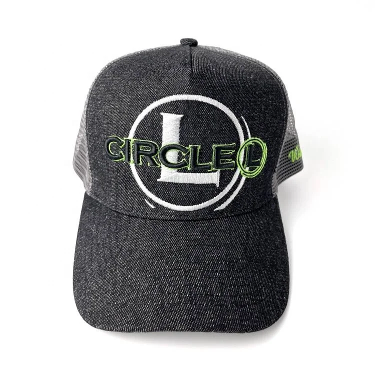 Wholesale Adjustable denim 5 panel mesh hats custom design your own logo trucker caps Plain 5 Panel mesh cap denim trucker hat