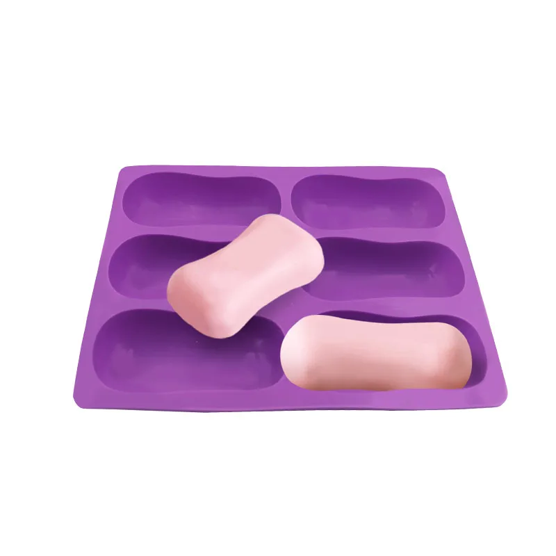 6 Cavity Oval Silicone Soap Mold Handmade 3D Soap Molds Silicone Easy To Demould Silicone Mold For Soap Making
