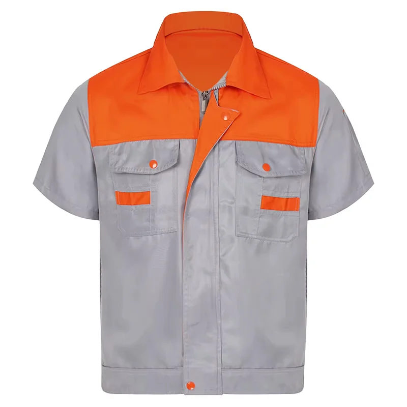 Custom Short Sleeve Lightweight Work Clothes Factory Plumber Mechanic Auto Repairmen Workwear Uniform Poly-cotton Work Shirt