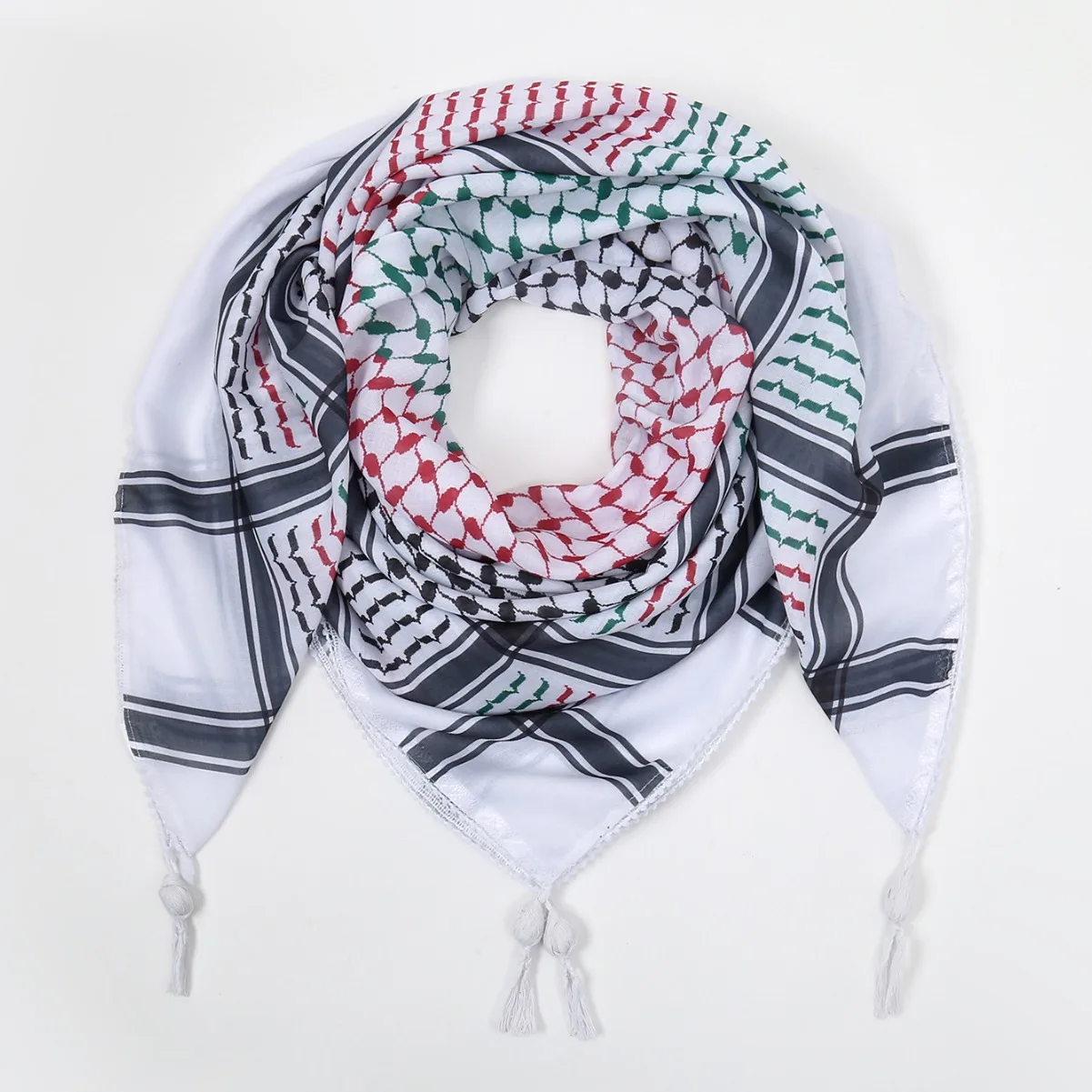 Palestine Hijab Print Keffiyeh Neck Head Scarf Wrap Arabic unisex tassel square colorful Middle Eastern Yashmagh kufiya Scarf