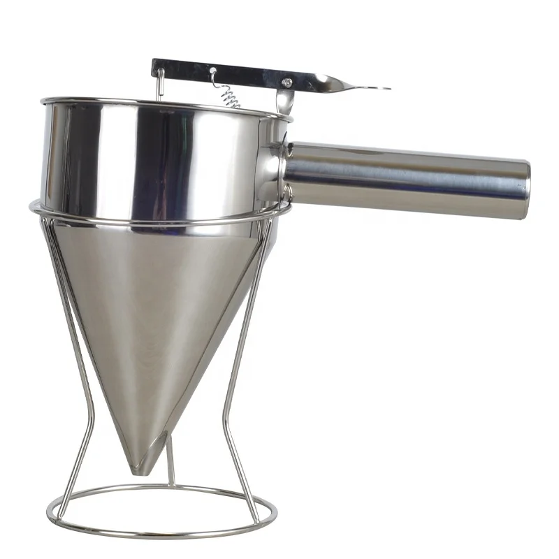 Stainless Steel Kitchen Pancake Batter Dispenser With Stand Pastry Cake Decorating Tool Confectionery Piston Funnel