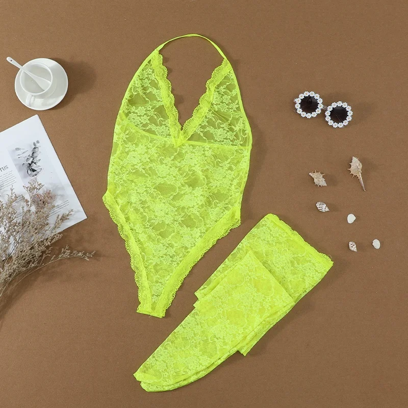 
Fast Shipping Custom Rhinestone Mesh Lace Lovers Plus Size Lingerie Set Underweir Stocking Sexy Lingerie Women 