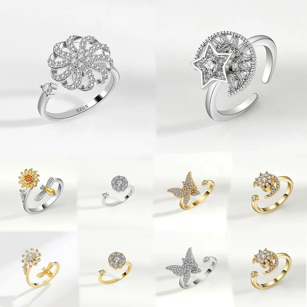 spinning ring Cross-border hot sales can be adjusted to slow the opening anxiety ring fidget ring