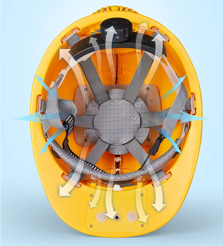 High quality personal protective helmet electric cooling solar construction safety hard hat with light and fan