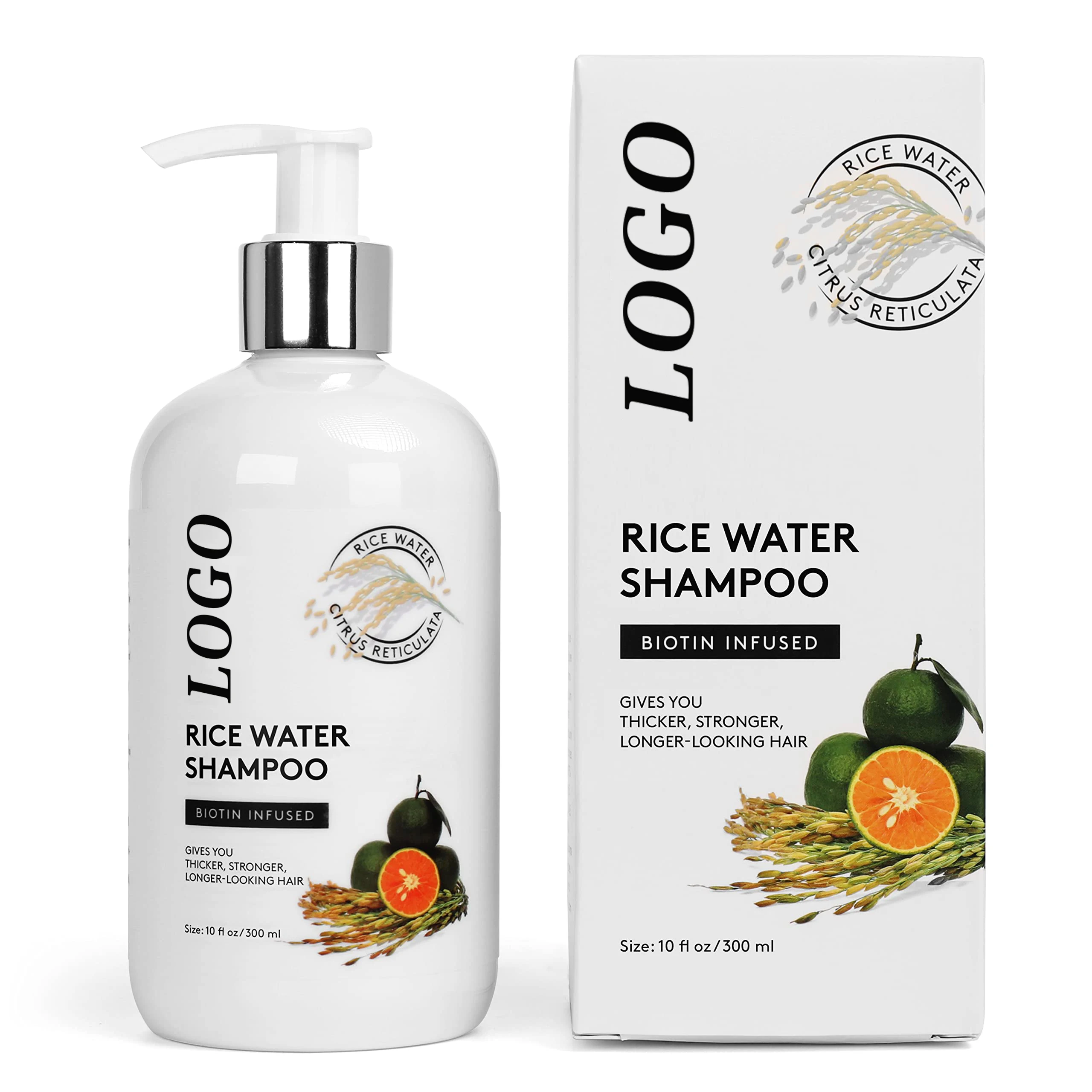 BLIW Private Label Natural Moisturizing Anti Hair Loss Growth Care Biotin Infused Rice Water Shampoo for Men and Women