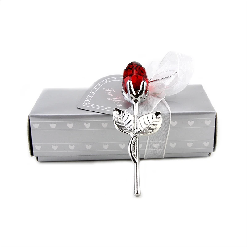 Wholesale Crystal Glass Rose Artificial Flower Silver Gold Rod Rose Flower for Girlfriend Wedding Gifts for Guest