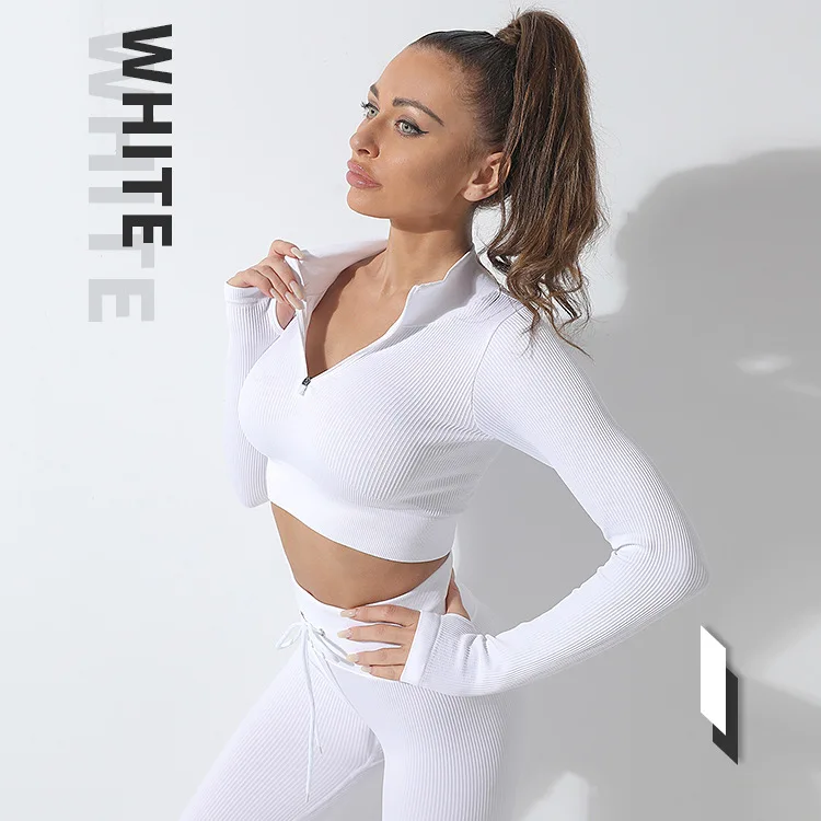 Thread stretch blazer wholesale women yoga fitness long sleeve outdoor tops