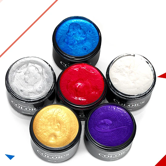 
Private label 6 colors hair color wax water based strong hold styling pomade 113g strong hold water based&nbsp;temporary hair&nbsp;color wax 113g