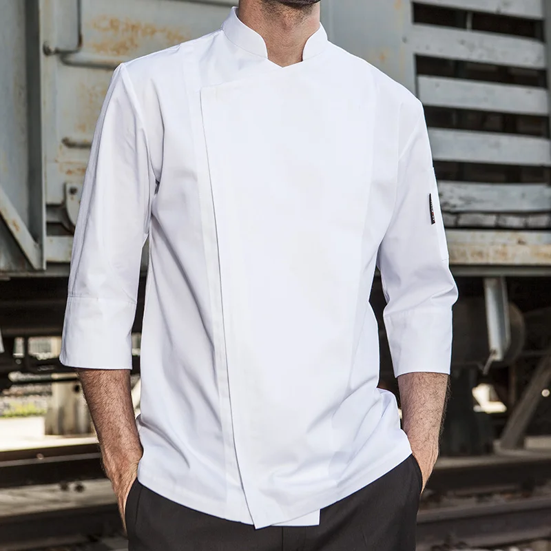 CHECKEDOUT Men poly cotton half sleeve restaurant hospitality chef uniform