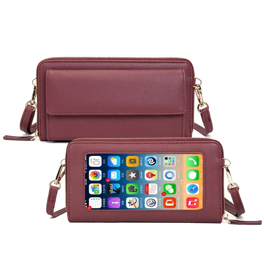 Fashion women wallet Slot Touch Screen lady Small phone Crossbody purse