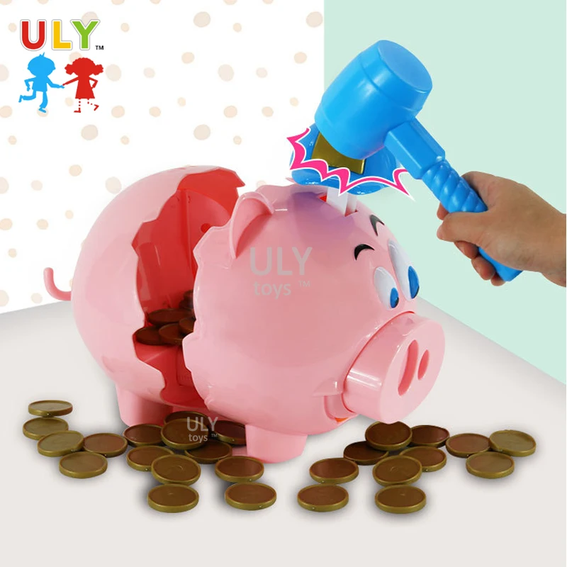 Wholesale Cartoon Explosion Pig Game Kids Plastic Cash Money Box Piggy Bank Toy Set