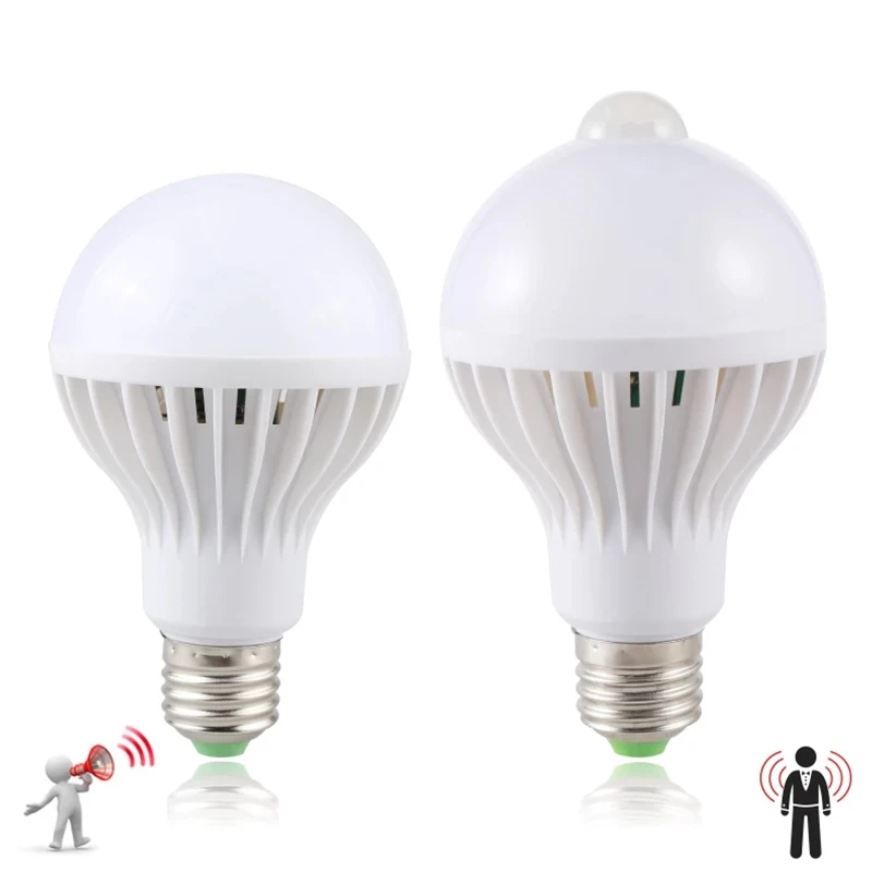 
E27 3W 5W 7W 9W AC 220V 240V PIR Infrared Body Sound Light Motion Sensor Light Led Bulb induction light bulb 