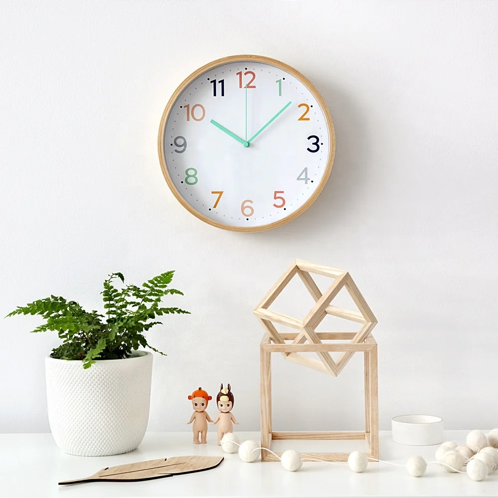 Hot Sale 10inch modern nordic custom wooden wall clock home decoration