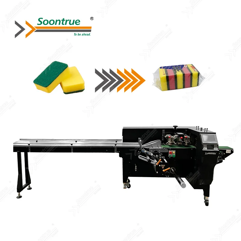 automatic pillow type cleaning kitchen sponges flow pack machine for soontrue