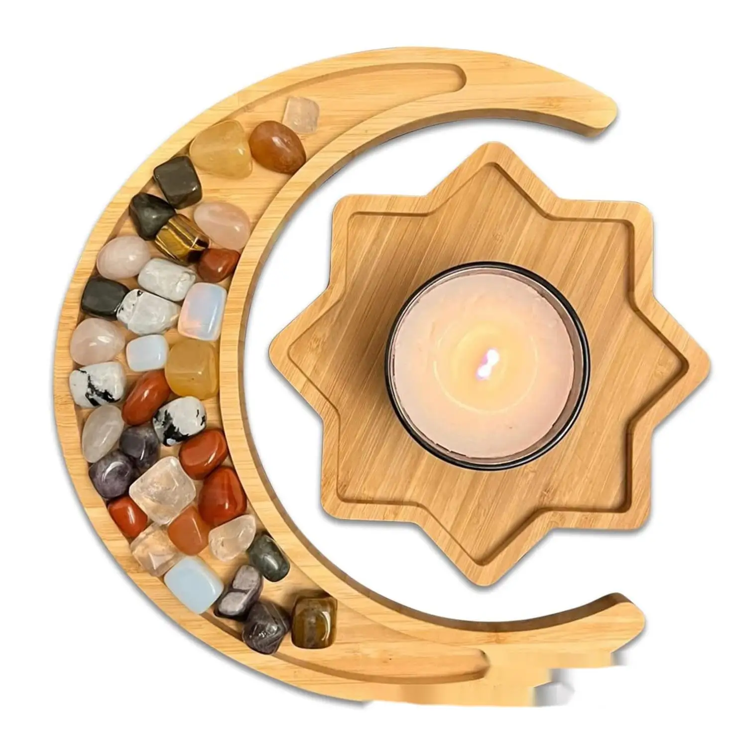 Bamboo tray Dining  Bamboo moon tray Fruit snack wooden tray