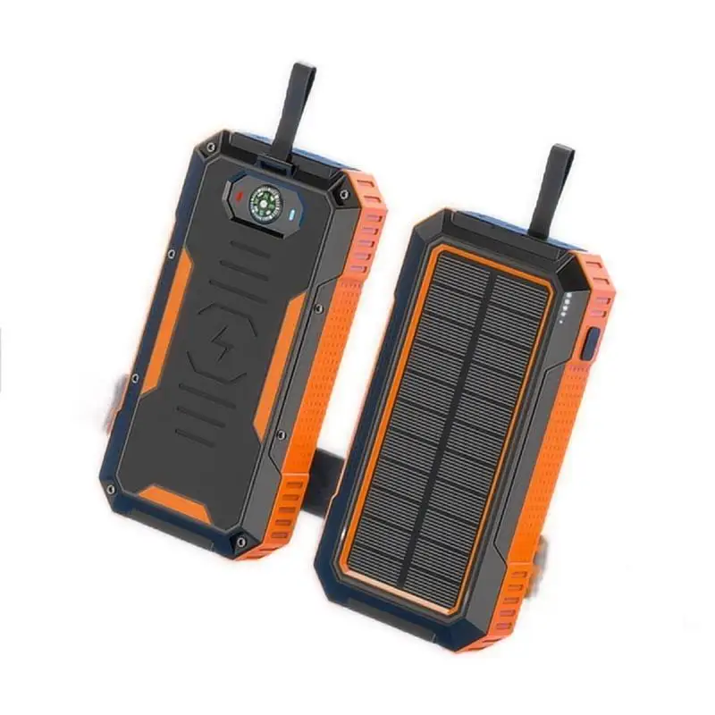 New Product 30000mAh 22.5W Waterproof Dust Proof 4USB Output Wireless Fast Charging Solar Power Bank with LED Light Compass