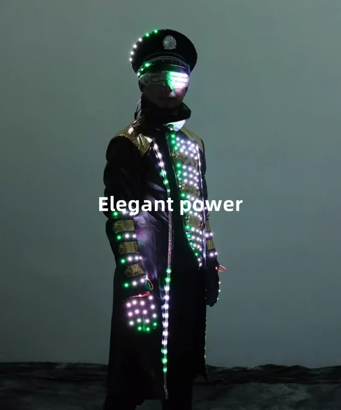 LED Robot Suit with Blue Light  Uniform for Nightclub Bar KTV Shows and Parties Futuristic Party Clothing