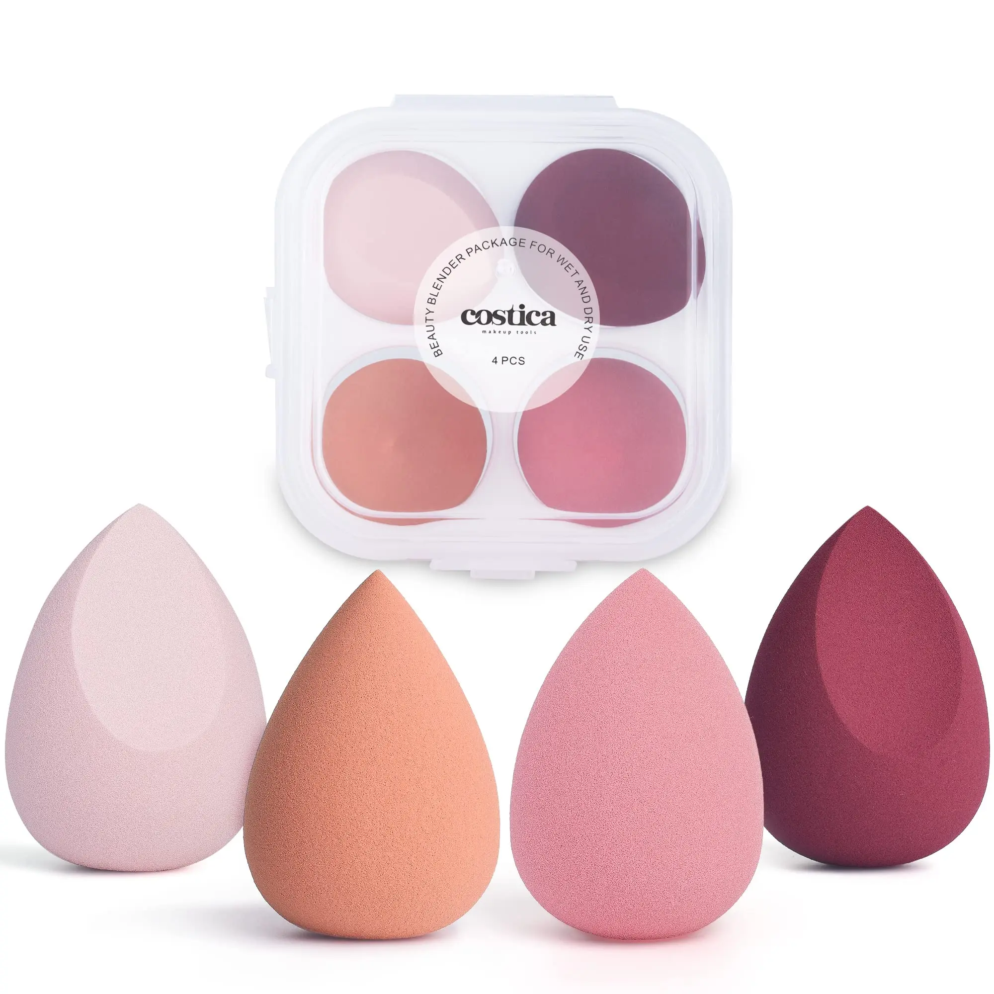 4 Pieces Multi Colored Makeup Sponge Set Blender Beauty Puff Makeup Blender Flawless for Liquid Makeup Sponge Set