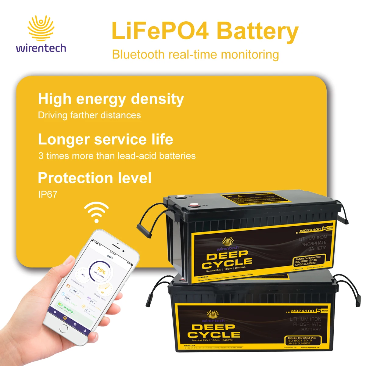GEL Deep Cycle Energy Storage Rechargeable UPS Batterie Lithium Ion 24V 100ah LiFePO4 Solar Battery Price