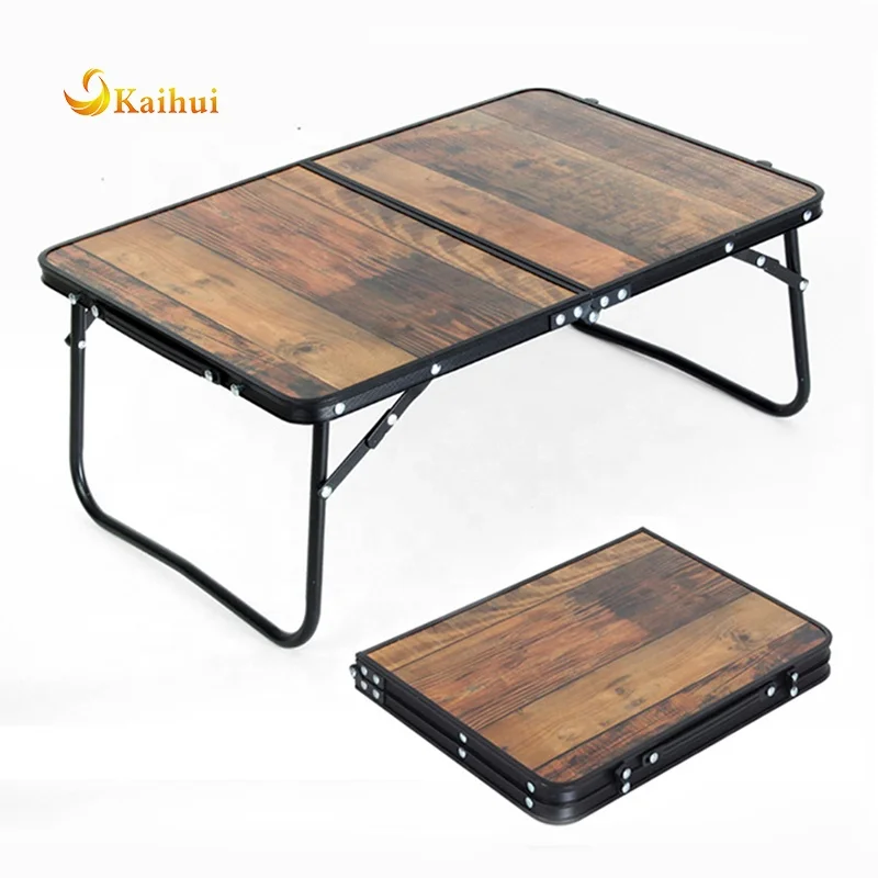 Outdoor wood grain aluminum alloy folding table multifunctional portable ultra-light portable camping picnic table