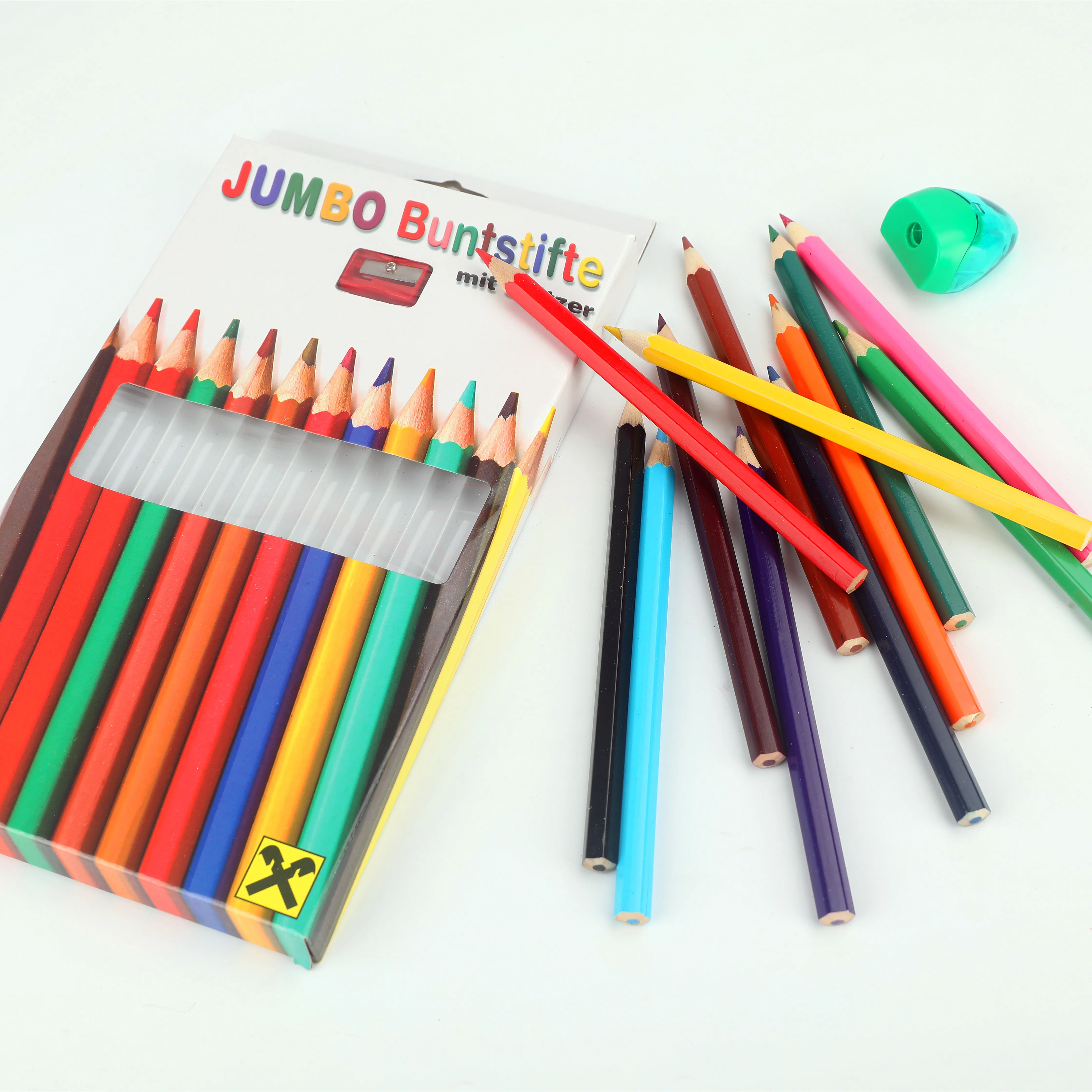
12 jumbo colored pencils set with sharpener 