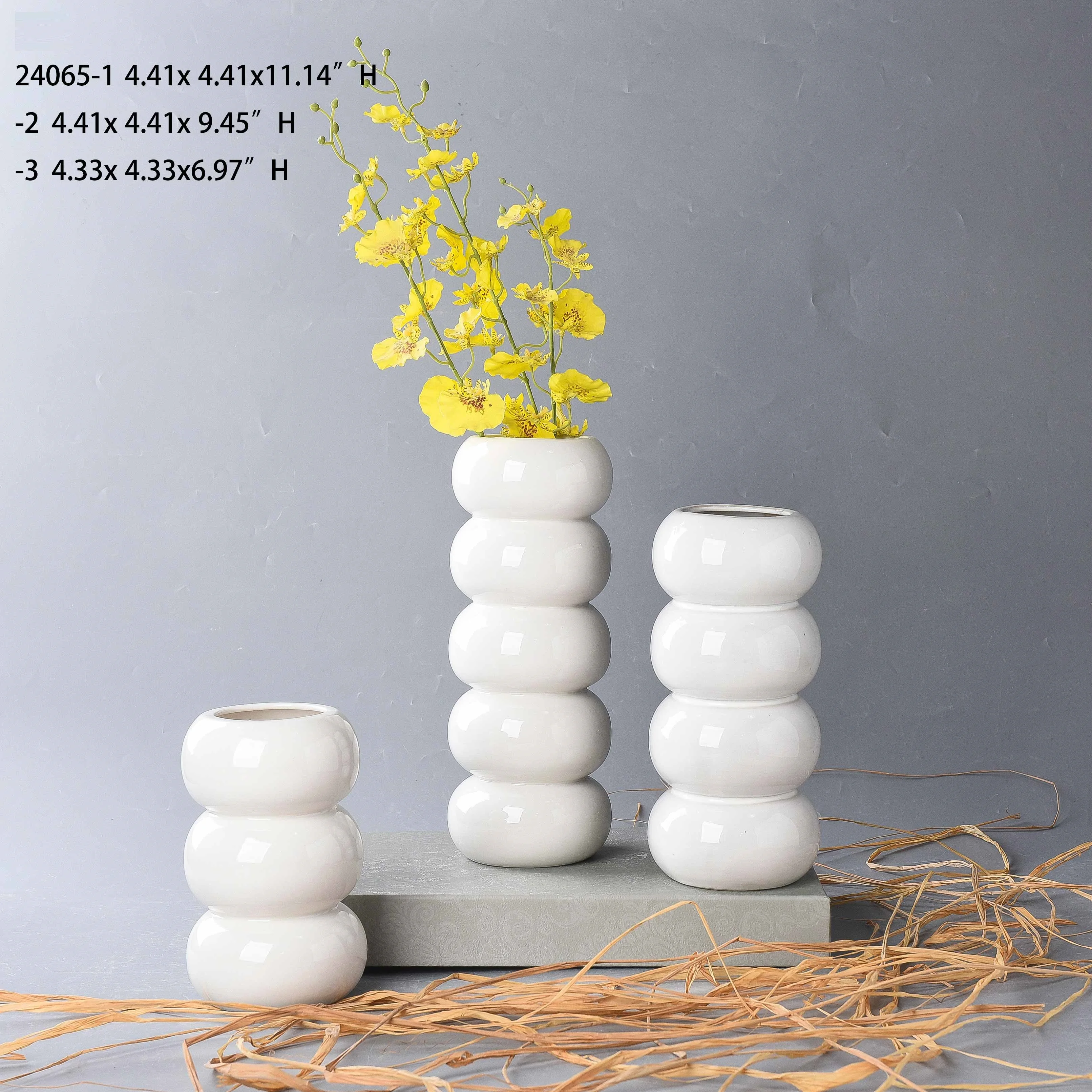 Simple Vintage Nordic Modern Flower Ceramic Nordic Standing Flower Ceramic Vase With Artificial Plants For Home Decor