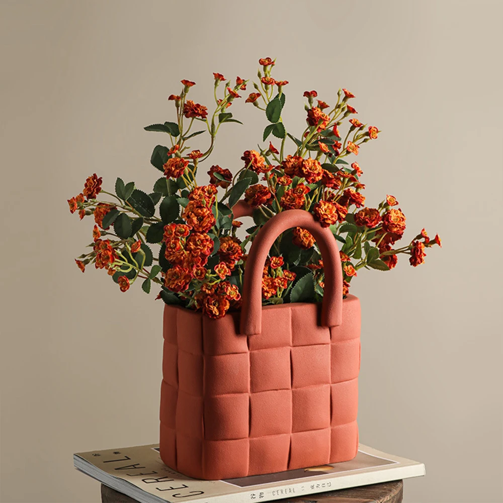 
Nordic creative handbags flower pots flower vase for home decor with dri flowers 