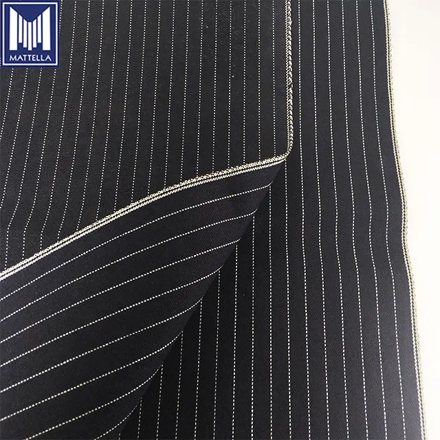 ZLS319 dark color 100% cotton construction wabash striped denim selvedge fabric for vest jacket jean workwear