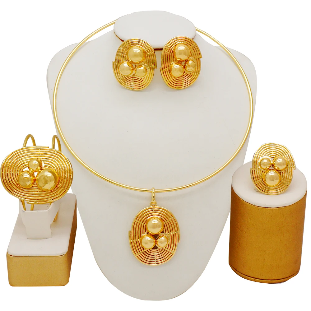 GDJWRI wholesale luxury wedding expensive jewelry set bridal gold 18k set necklace for women BJW61