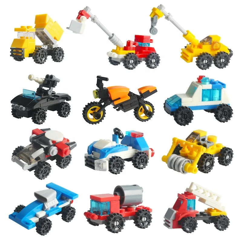 2023 Mini Transportation Car Educational Assembled Models Building Blocks Compatible small Bricks toys for children