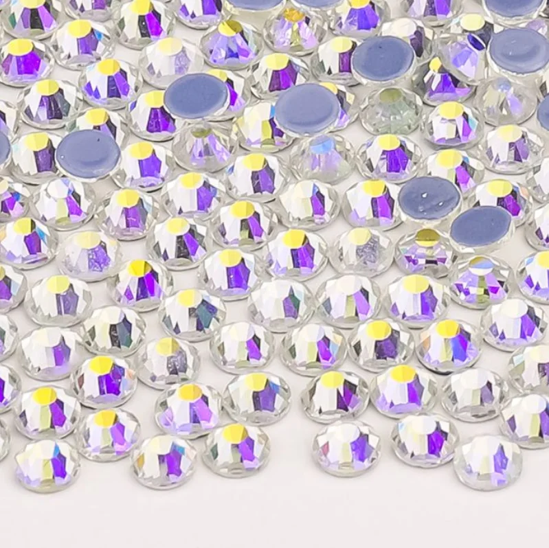 Ss6 8 10 12 16 20 30 Ab Iron On Glass Stones Hot Fix Strass Crystal Hotfix Rhinestones For Clothes
