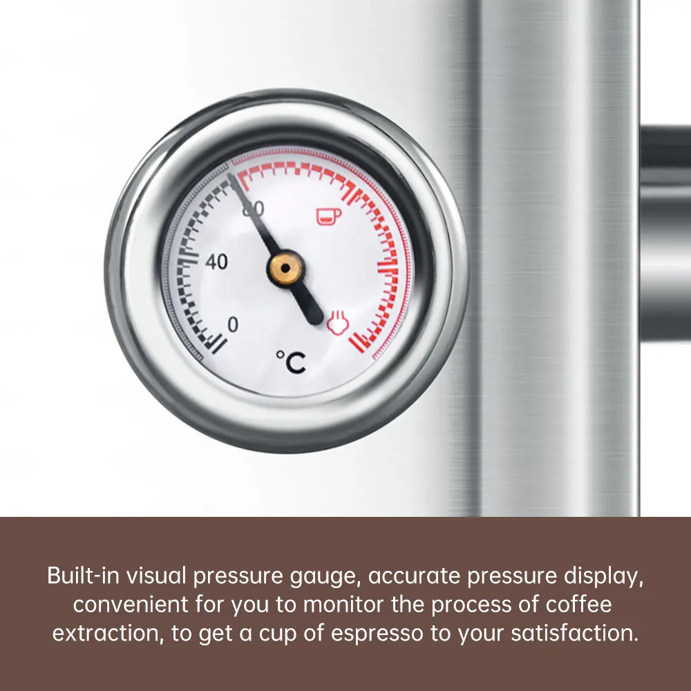 Italian Espresso Coffee Maker Machine 1500ML Steam Coffee Making Machine 20 Bar 1050W Frothing Cappuccino Coffee Maker