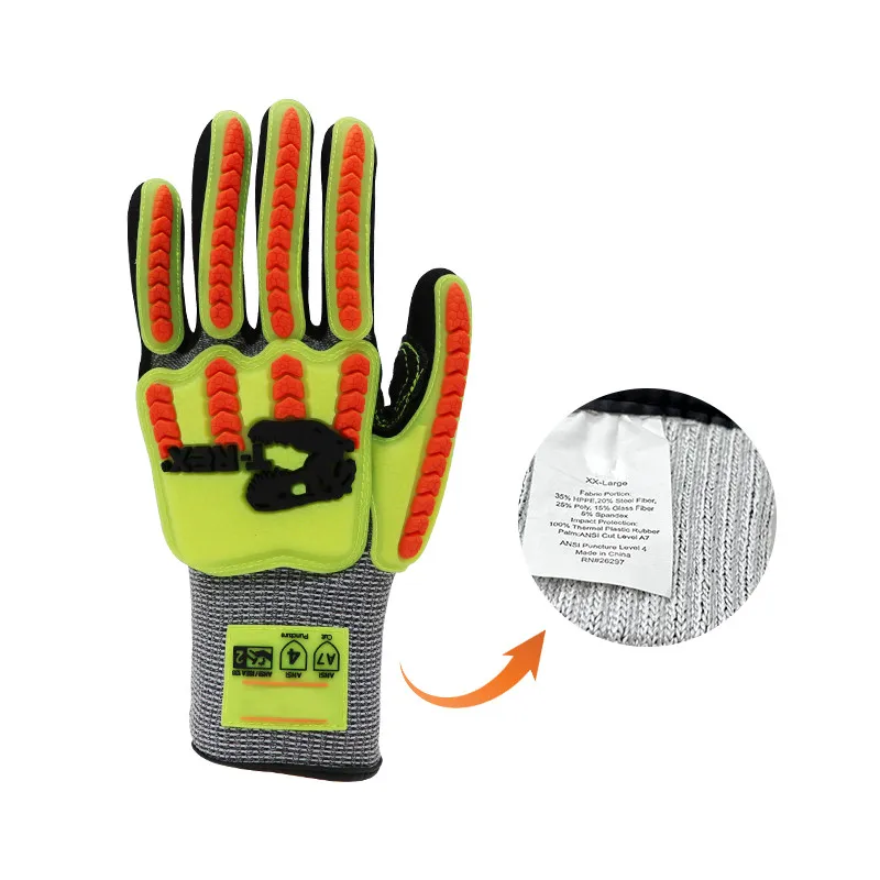 Impact Gloves TPR Flexible Thumb Crotch Reinforced Sandy Nitrile Cut Resistant touch screen Gloves For Worker Oilfied