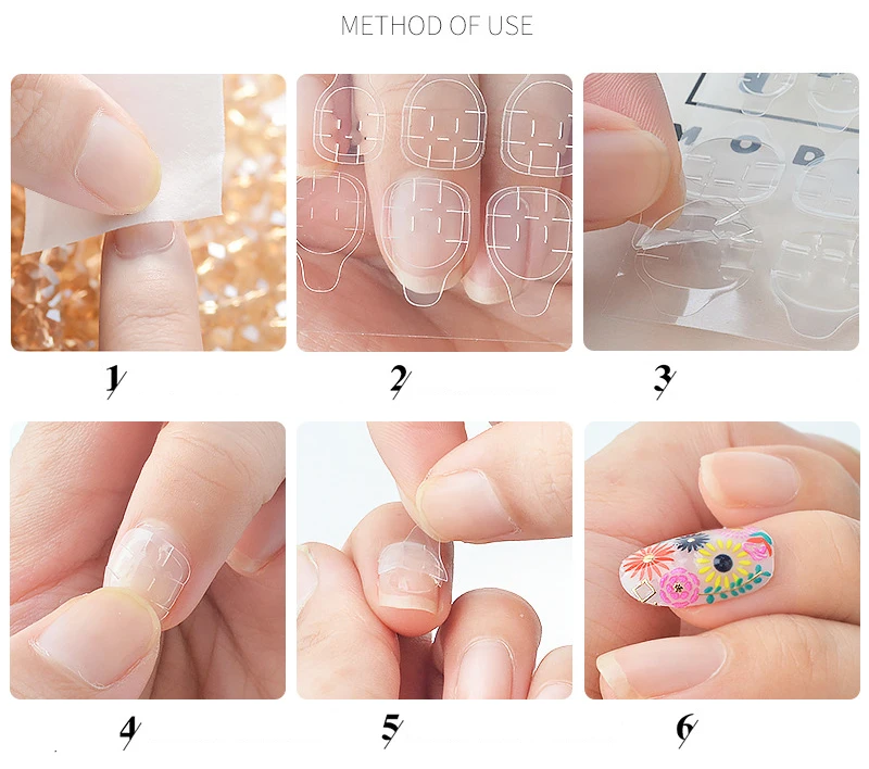 Hot Sale Jelly Transparent Double Side self Adhesive Nail Sticker for Girls