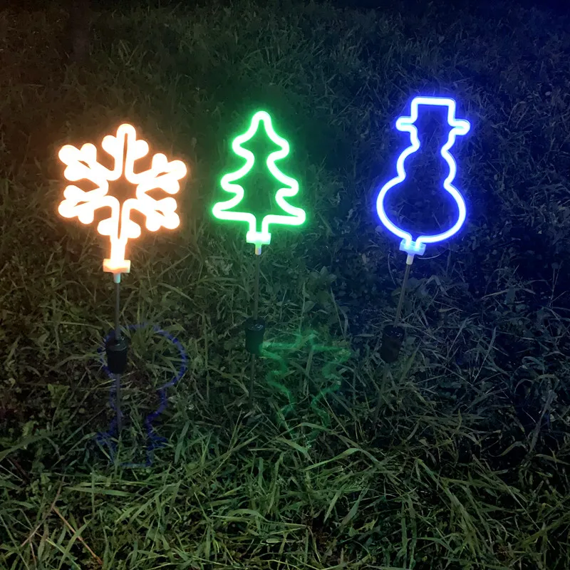battery powered plastic customized led outdoor lighting neon light waterproof Solar garden stake light theme party decoration