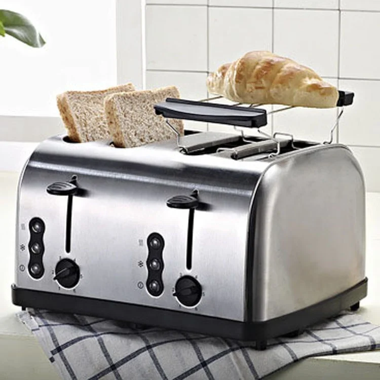 Wholesale Wide Slots Bread Toaster WIth Unfreezing Button Factory Certification 4 Slice OEM Toaster