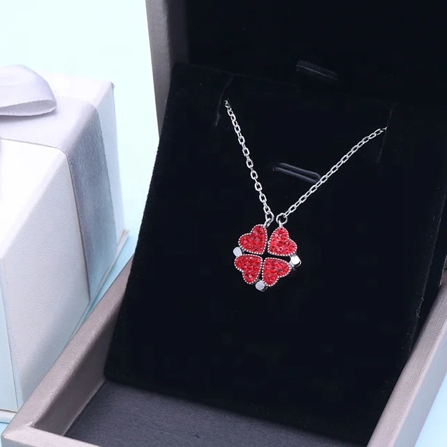 
2020 new fashion 925 Sterling silver magnetic four leaf clover women jewelry necklace 
